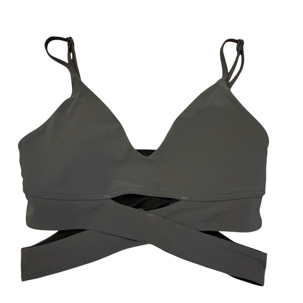 Lululemon Push Your Limits Bra Dark Gray LW2BZSS Wrap Cutout Sports Bra Womens 2 - Picture 1 of 3